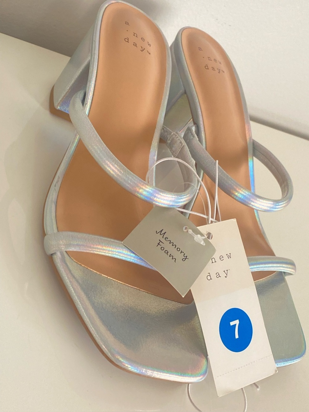 a new day Holographic Metalic Strappy Block Heel Sandal - Picture 6 of 8
